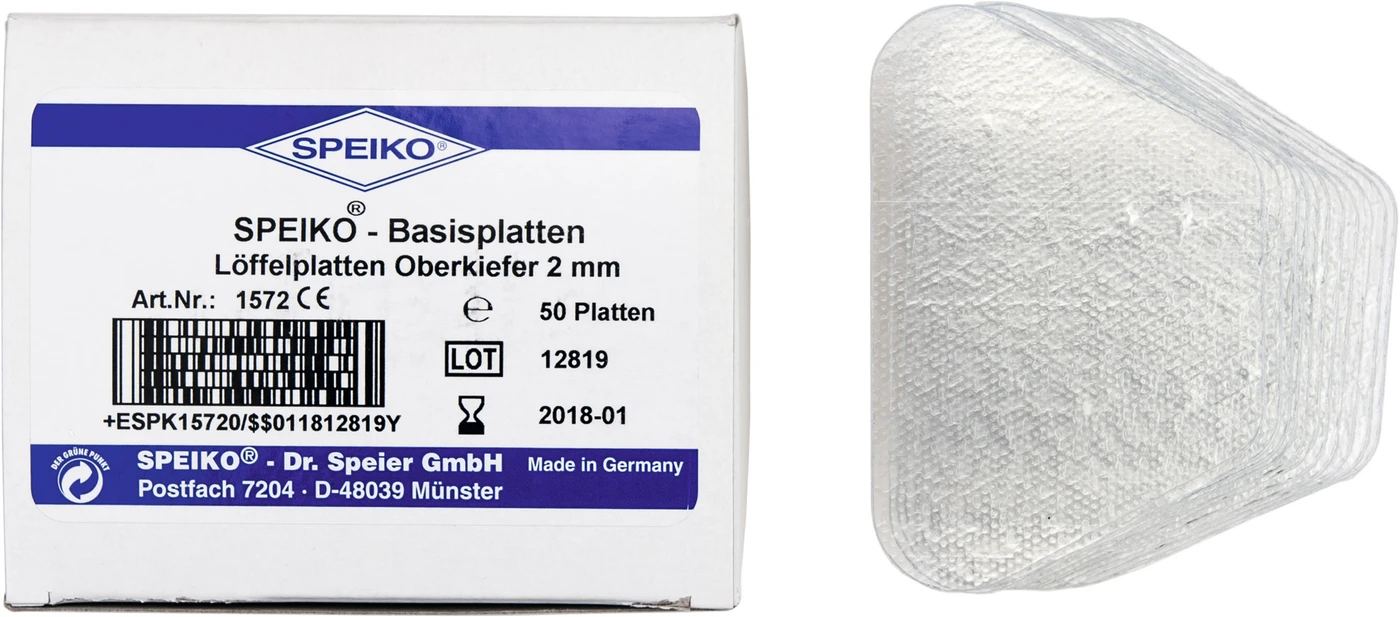 SPEIKO® Basisplatten Laborpackung 50 OK Stück glasklar, 2 mm