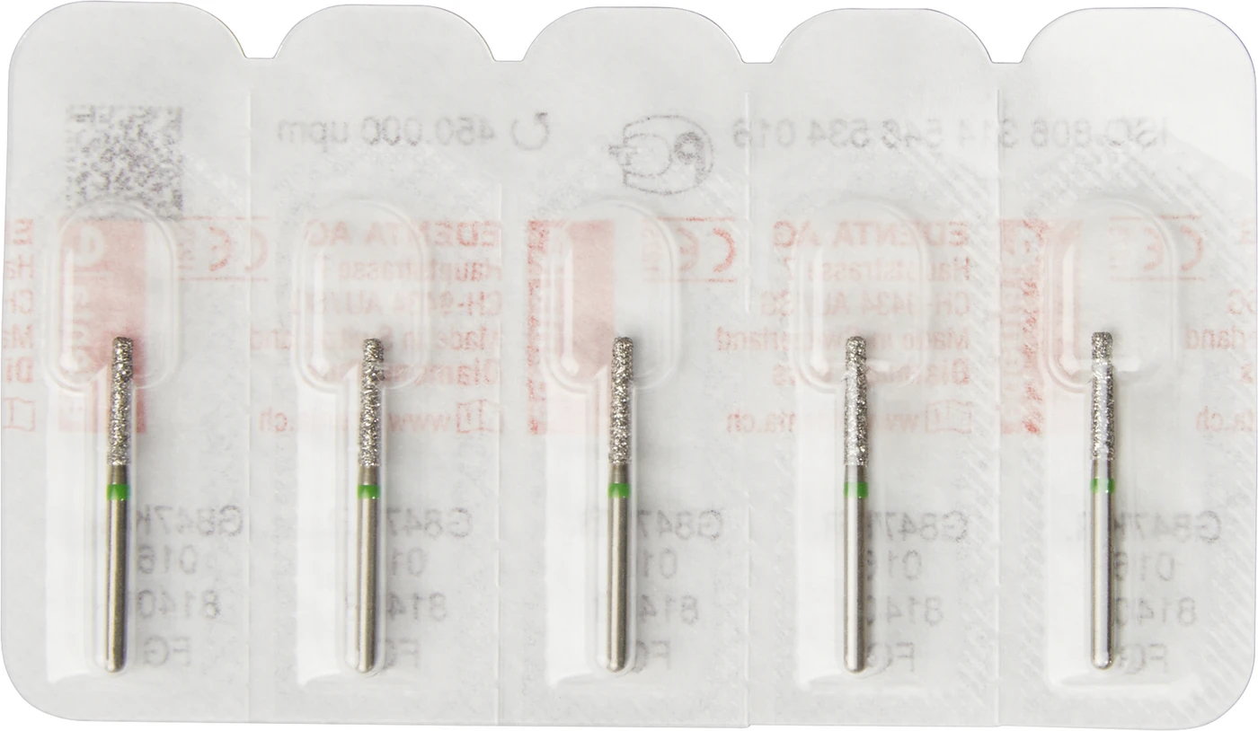 Diamanten 847KR Packung 5 Stück grün grob, FG, Figur 546 Konus Kante rund, 8 mm, ISO 016