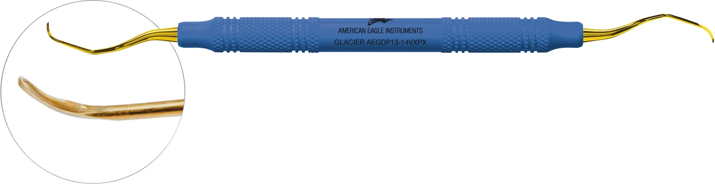 Glacier™ Gracey +3 - Deep Pocket Stück blau, 13-14, posterior distal, XP² Technology™, mit Kunststoffgriff