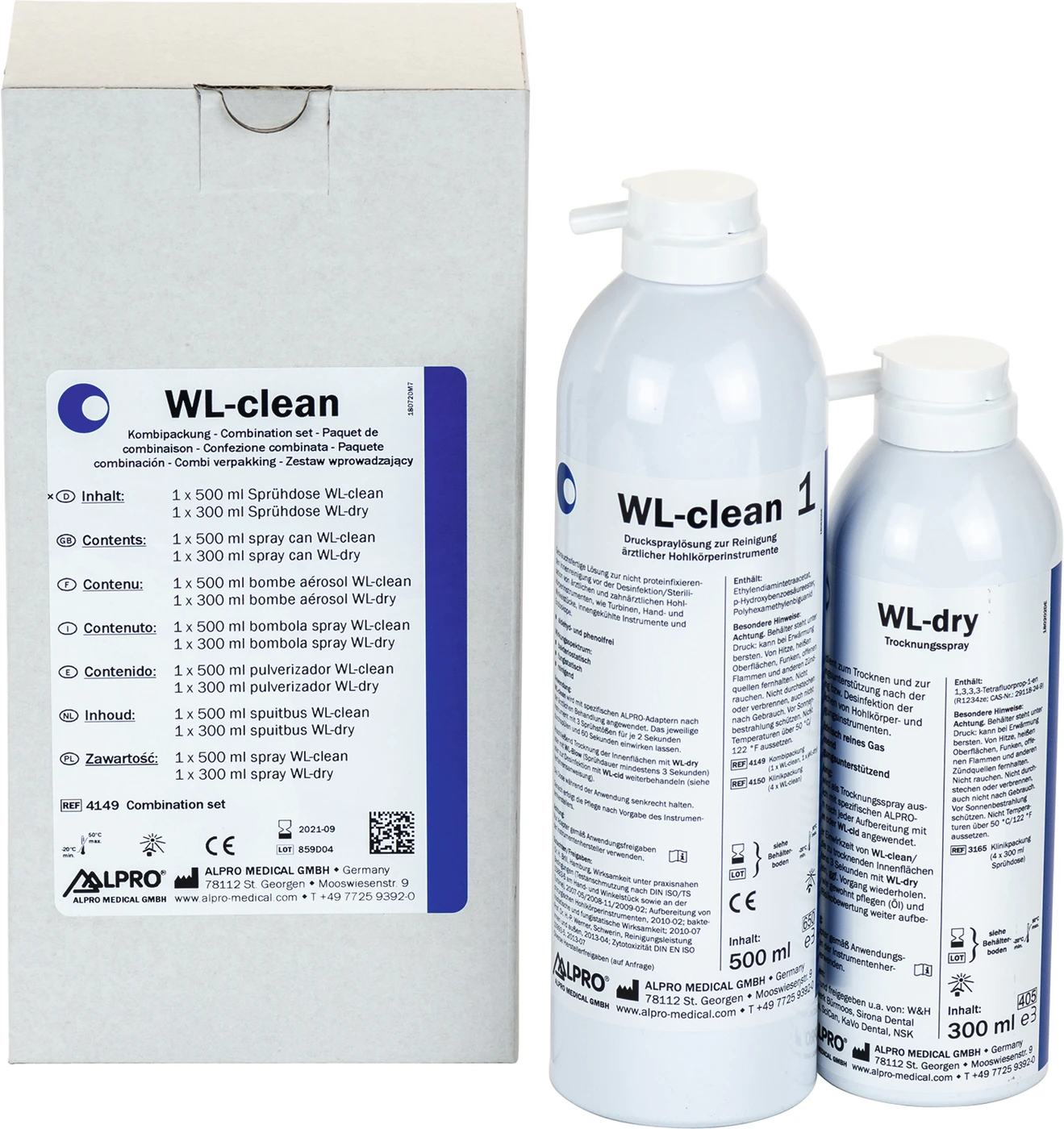 WL-clean Einführungsset 500 ml Sprühdose WL-clean, 300 ml Sprühdose WL-dry