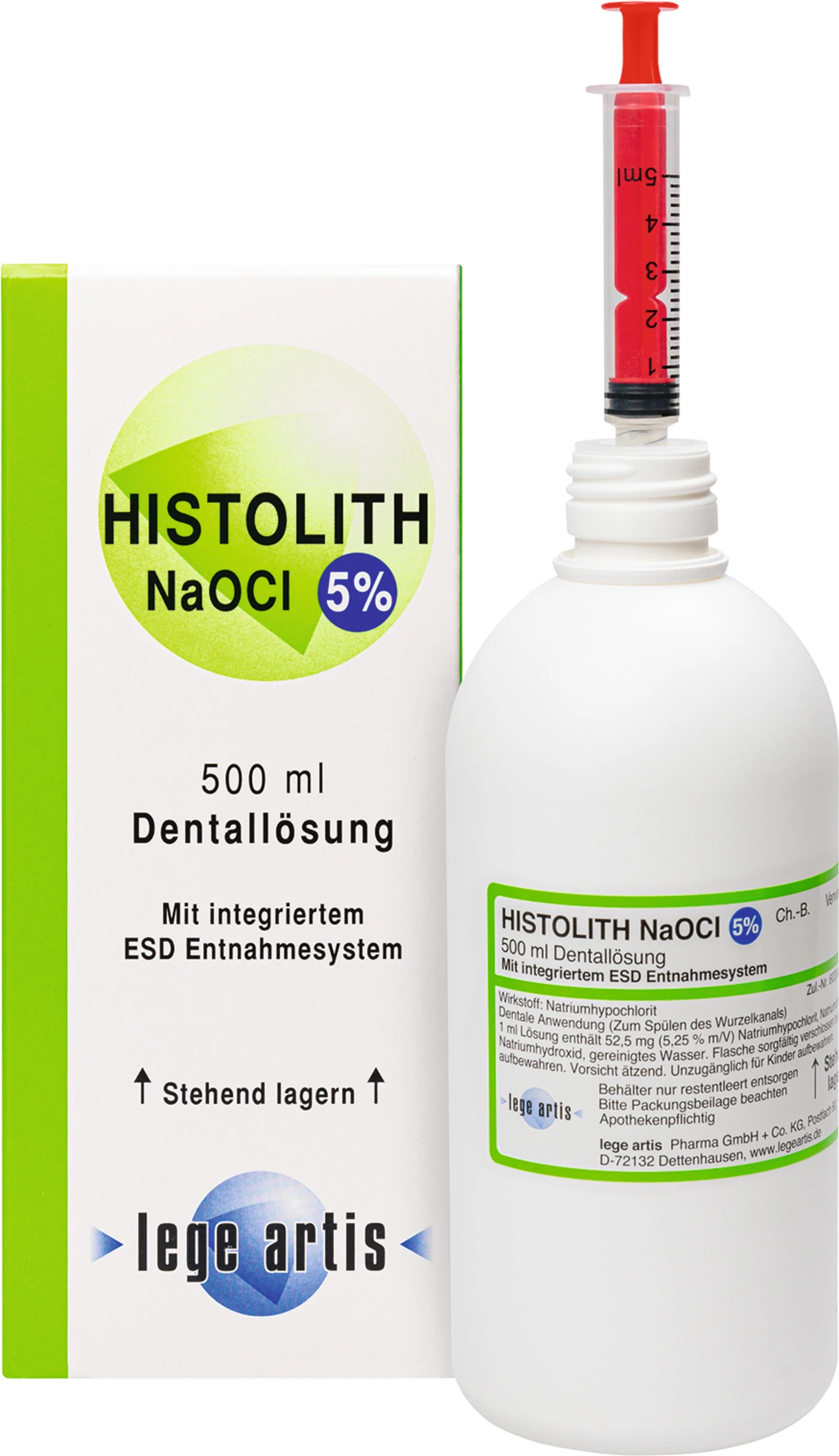 HISTOLITH NaOCl 5% Flasche 500 ml Lösung mit ESD-Entnahmesystem