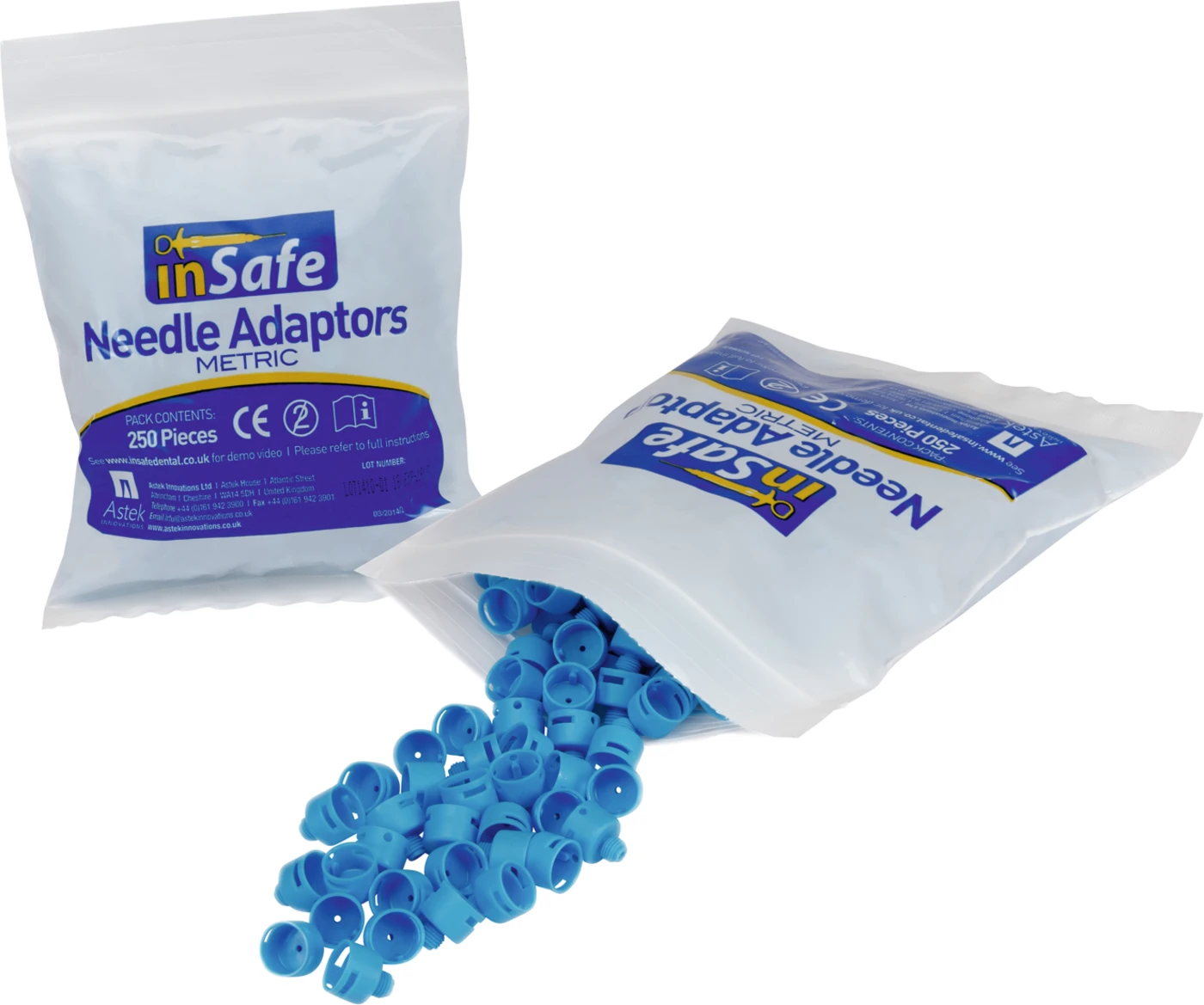 inSafe Einmal-Kanülen-Adapter Packung 250 Stück metrisch blau