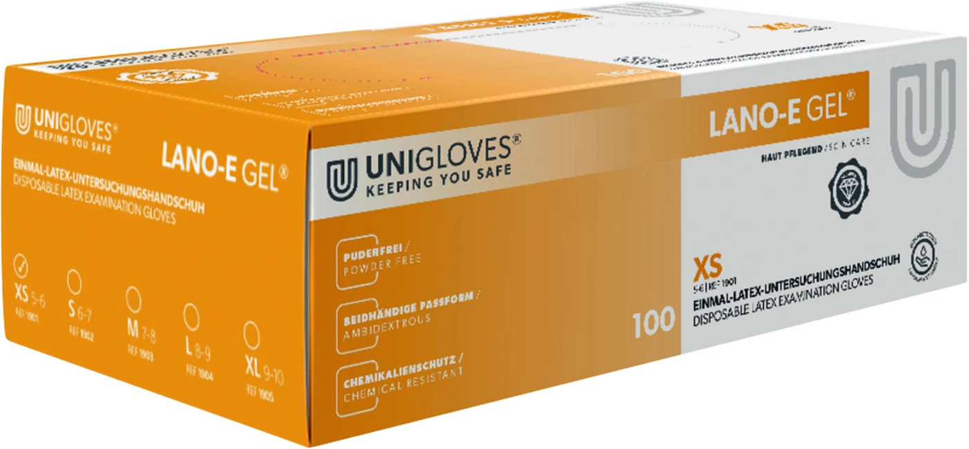 LANO-E GEL® Packung 100 Stück puderfrei, naturlatex, XS