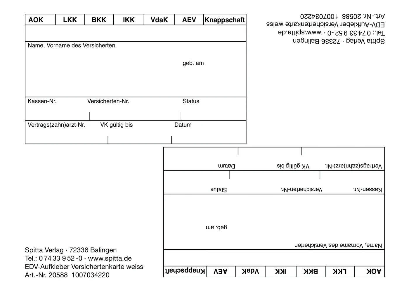 EDV-Aufkleber Packung 100 Stück weiß