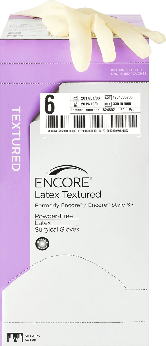 ENCORE® Latex Textured Packung 50 Paar puderfrei, natur, Größe 6