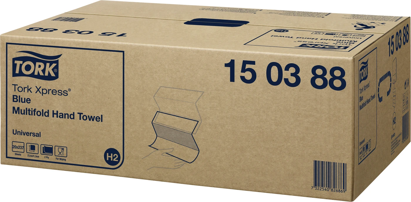 TORK® Xpress® Multifold (Interfold) Handtücher H2 System Karton 20 x 237 Stück 2-lagig, blau