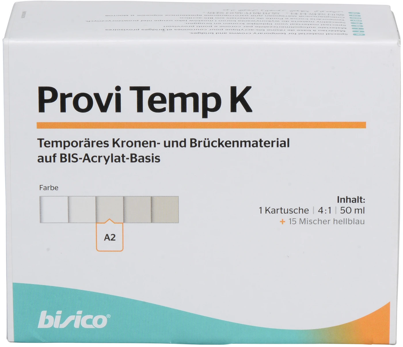 Provi Temp K Packung 50 ml Doppelkartusche A2, 15 Mischer hellblau 4:1 Provi Temp K Packung 50 ml Doppelkartusche A2, 15 Mischer hellblau 4:1