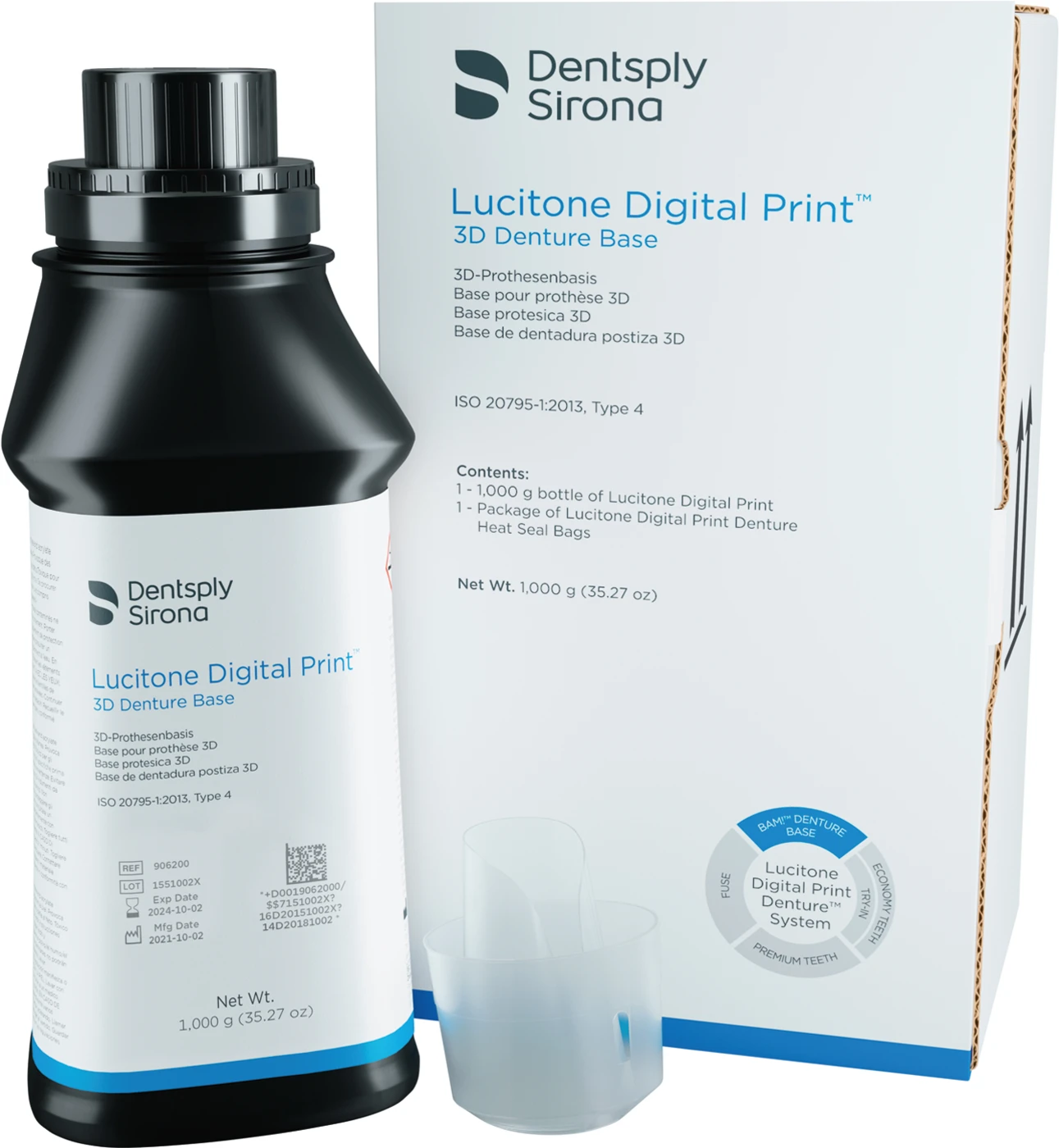 Lucitone Digital Print™ 3D Denture Resin Flasche 1 kg dunkel rot/rosa Lucitone Digital Print™ 3D Denture Resin Flasche 1 kg dunkel rot/rosa