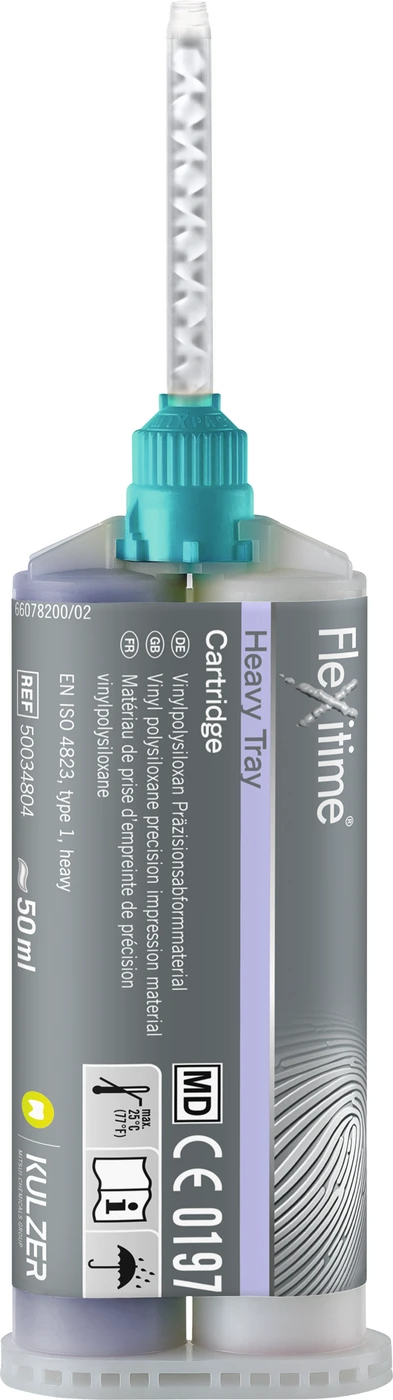 Flexitime® Packung 2 x 50 ml Doppelkartusche Heavy Tray, schwerfließend, 6 Mischkanülen grün 1:1