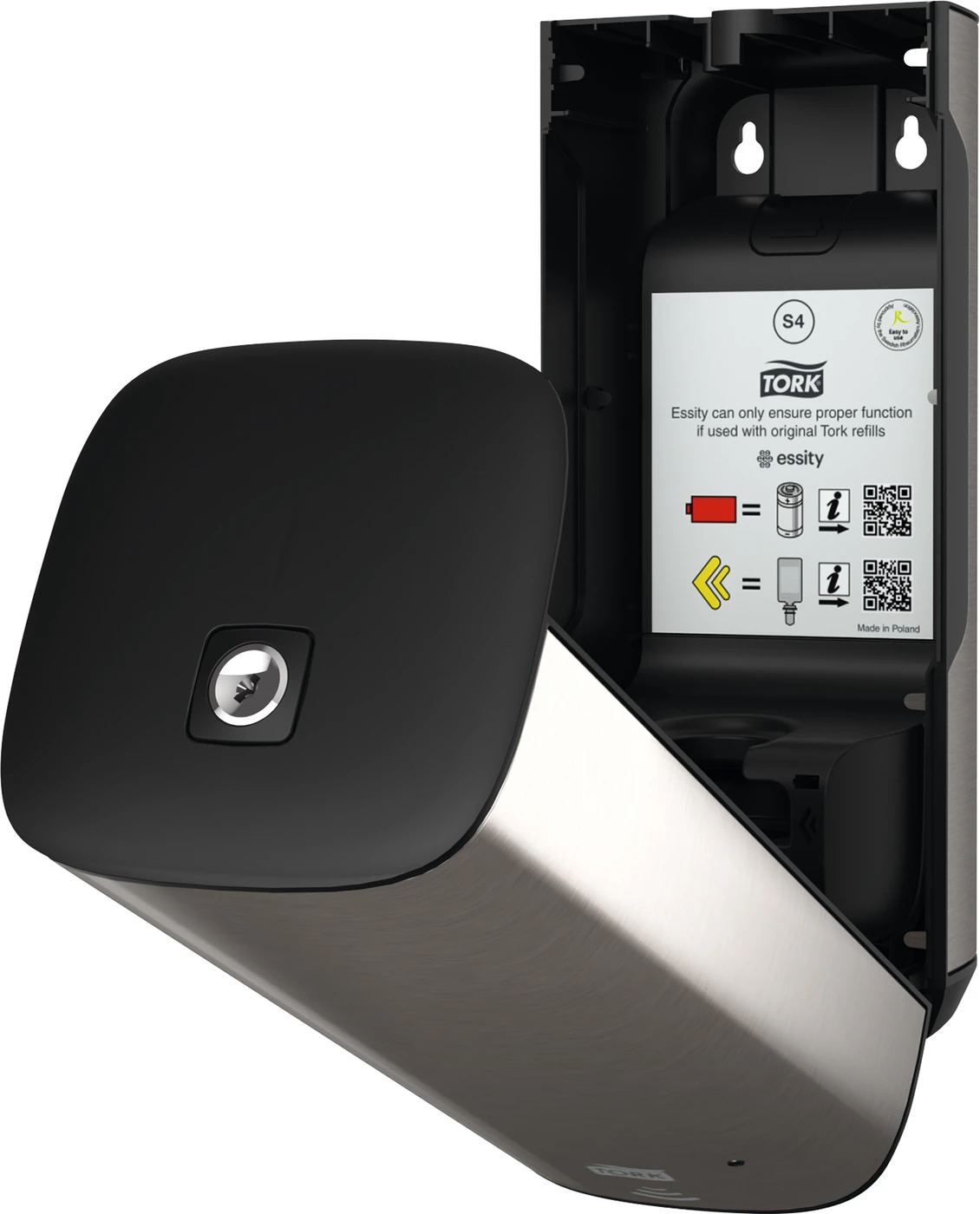 TORK® Sensorspender für Schaumseife S4 System und Händedesinfektion Stück mit Sensor, Edelstahl/schwarz