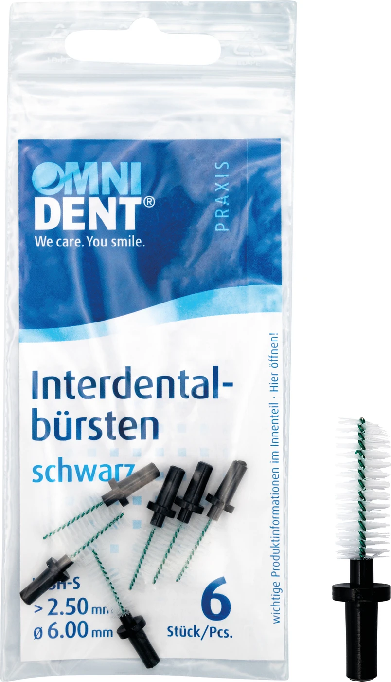 Interdentalbürsten für Halter Beutel 6 Stück schwarz