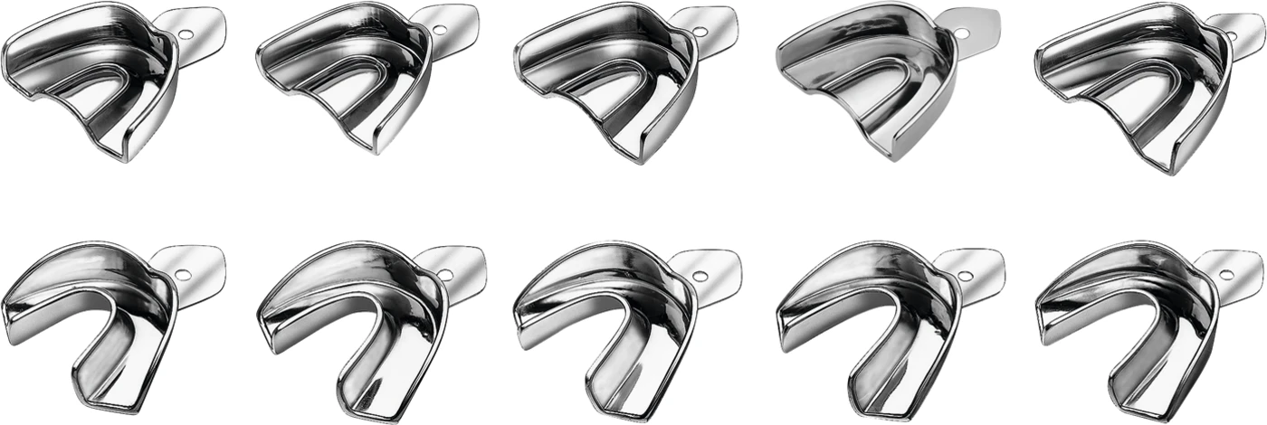 Abdrucklöffel ERGOLOCK mit Retentionsrand Set 5 Löffel OK, 5 Löffel UK Abdrucklöffel ERGOLOCK mit Retentionsrand Set 5 Löffel OK, 5 Löffel UK