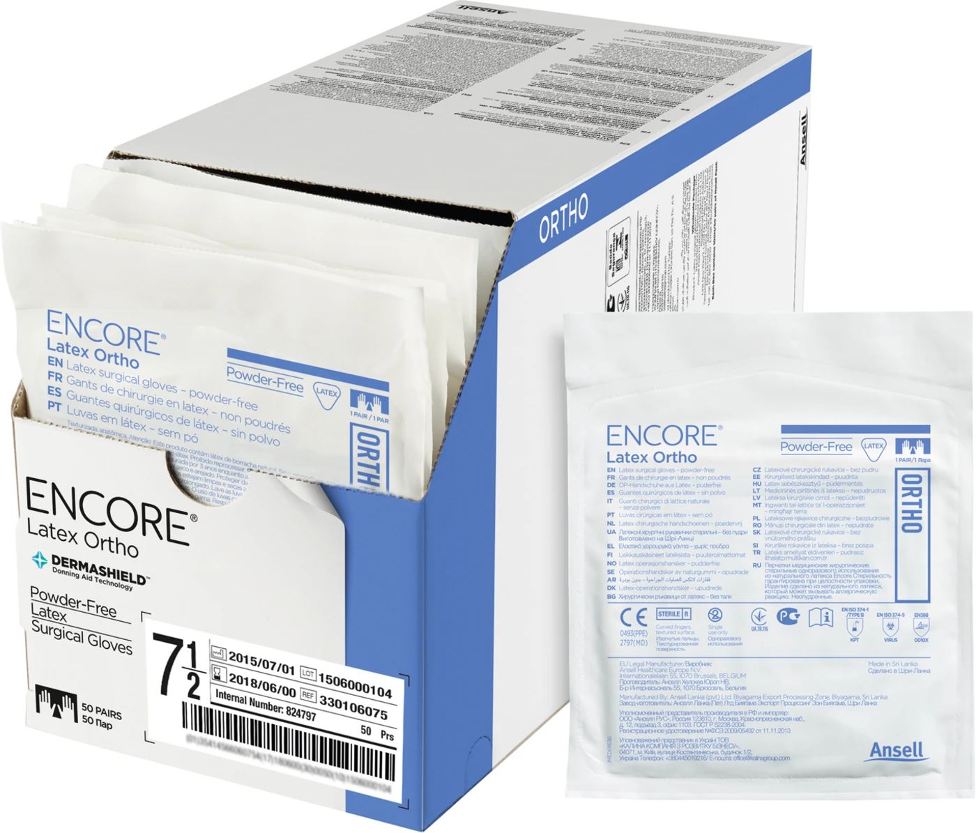 ENCORE® Latex Ortho Packung 50 Paar puderfrei, braun, Größe 6