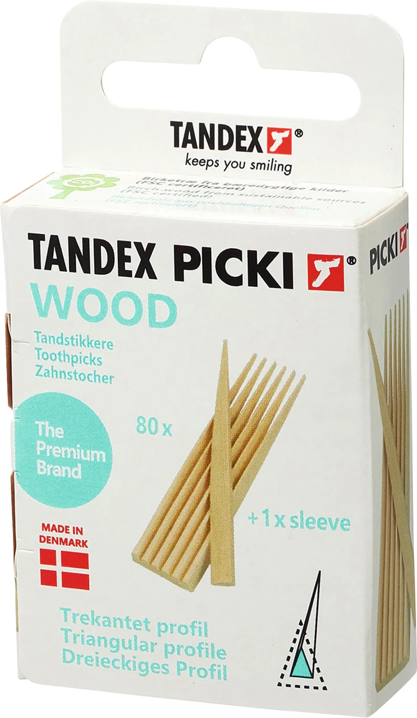 TANDEX Picki Holzzahnstocher Packung 80 Stück Holz