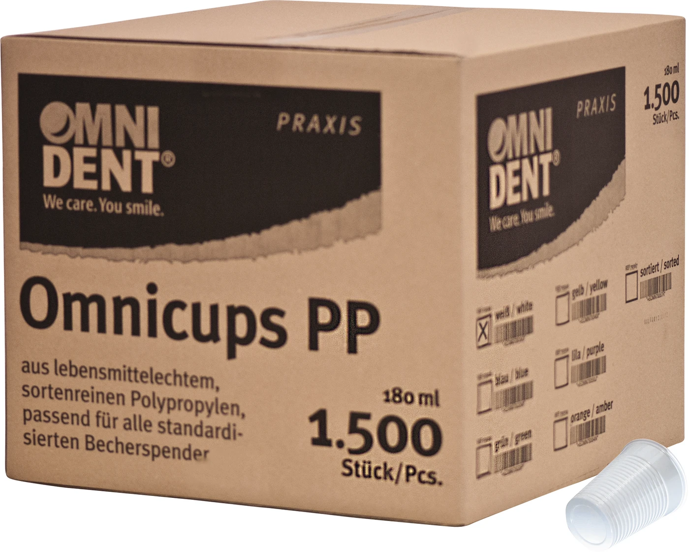 Omnicups PP Karton 1.500 Stück weiß
