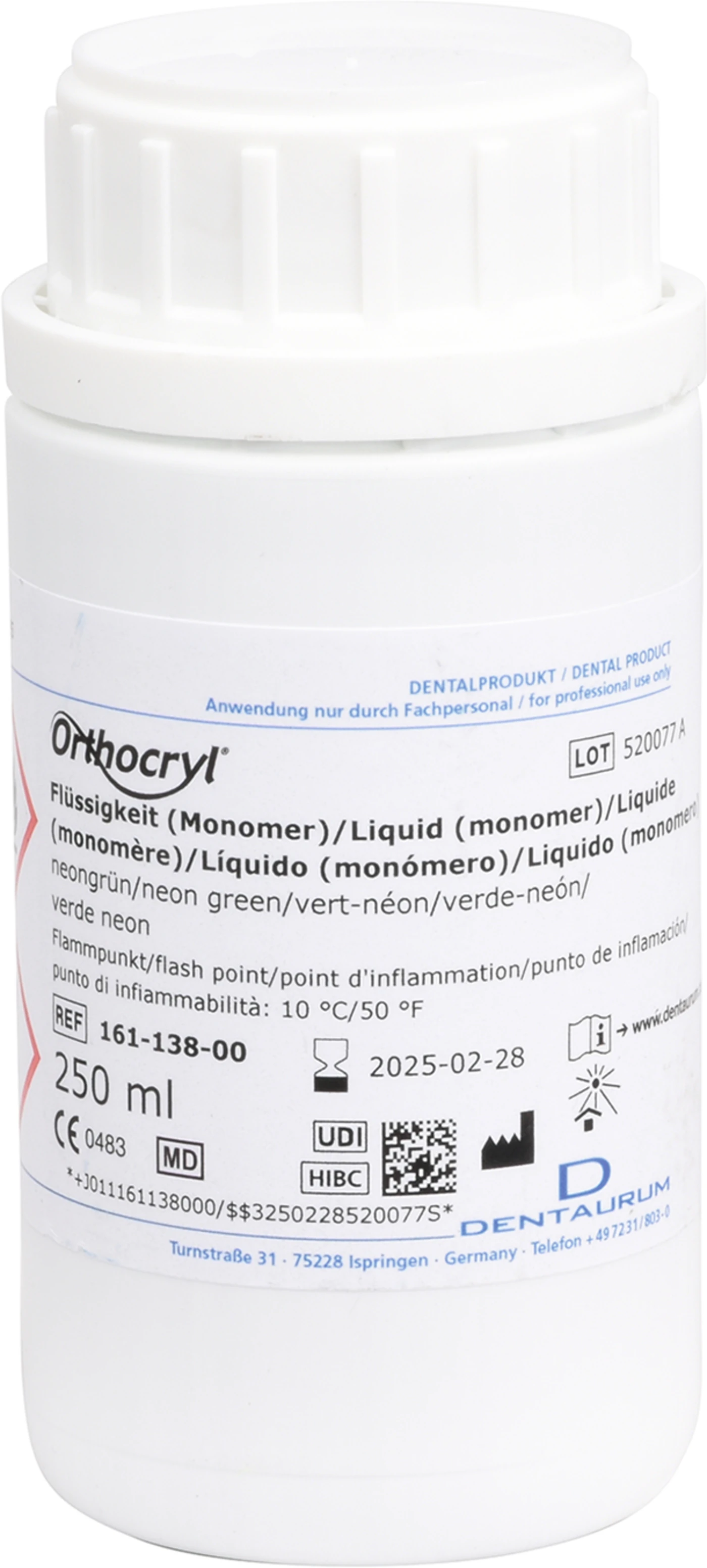 Orthocryl® Flüssigkeit Flasche 250 ml Flüssigkeit neongrün