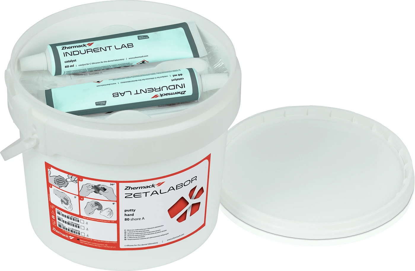 Zetalabor Eimer 5 kg Silikon grau, 2 x 60 ml Indurent Lab