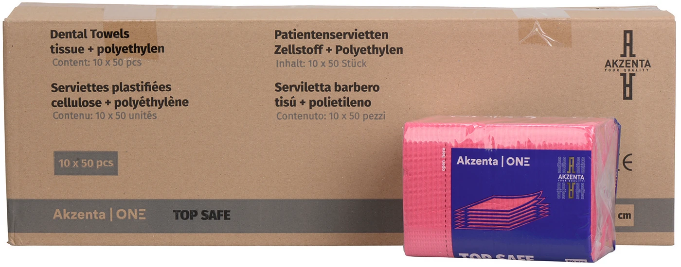 TOP SAFE Patientenservietten Karton 10 x 50 Stück fuchsia, 33 x 45 cm, 2-lagig