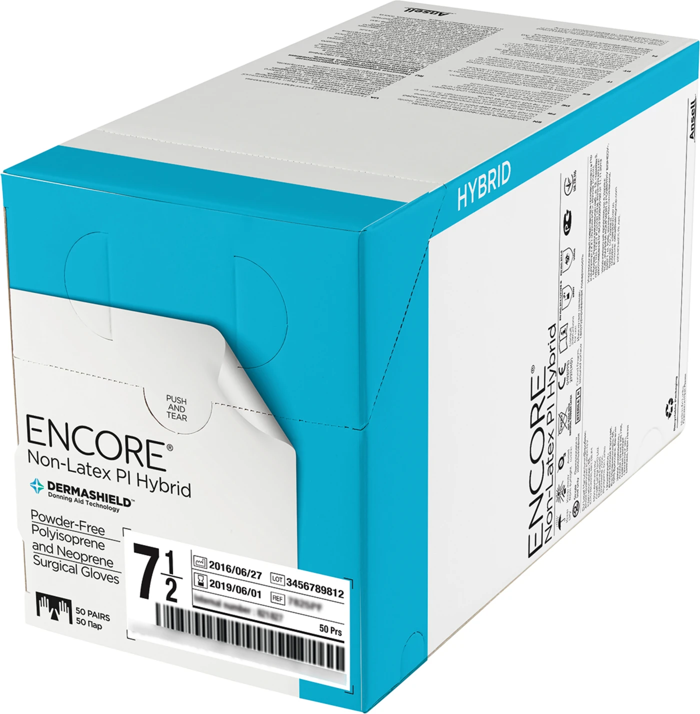 ENCORE® Non-Latex PI Hybrid Packung 50 Paar Handschuhe natur, puderfrei, steril, Größe 5,5