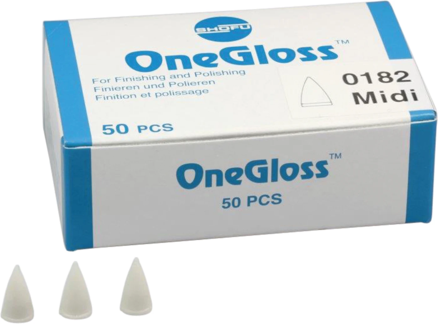 OneGloss™ / OneGloss™ PS + M Packung 50 Polierer Midispitze, unmontiert, ISO 060