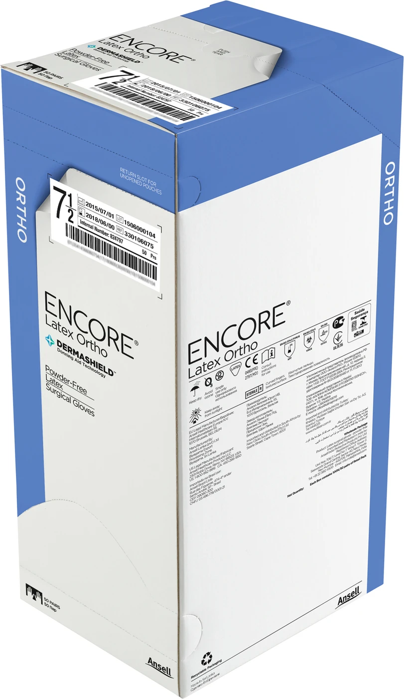 ENCORE® Latex Ortho Packung 50 Paar puderfrei, braun, Größe 6