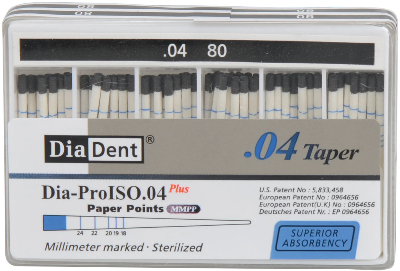 DiaDent® Dia-Pro Paper Points Packung 100 Stück Taper.04, ISO 080