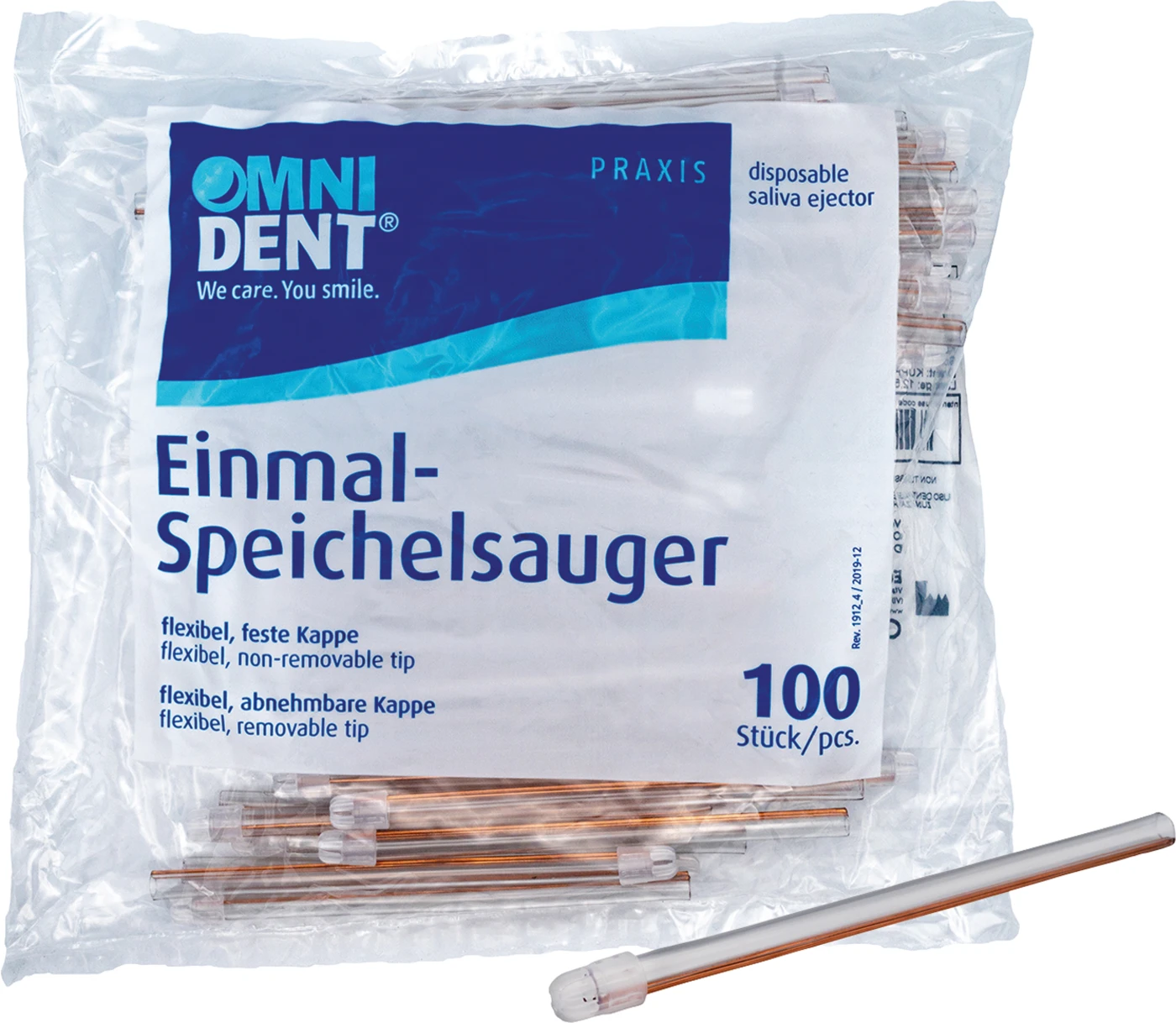 Omni Speichelsauger Packung 100 Stück feste Kappe transparent