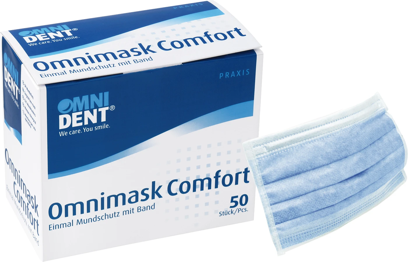 Omnimask Comfort Packung 50 Stück blau mit Band