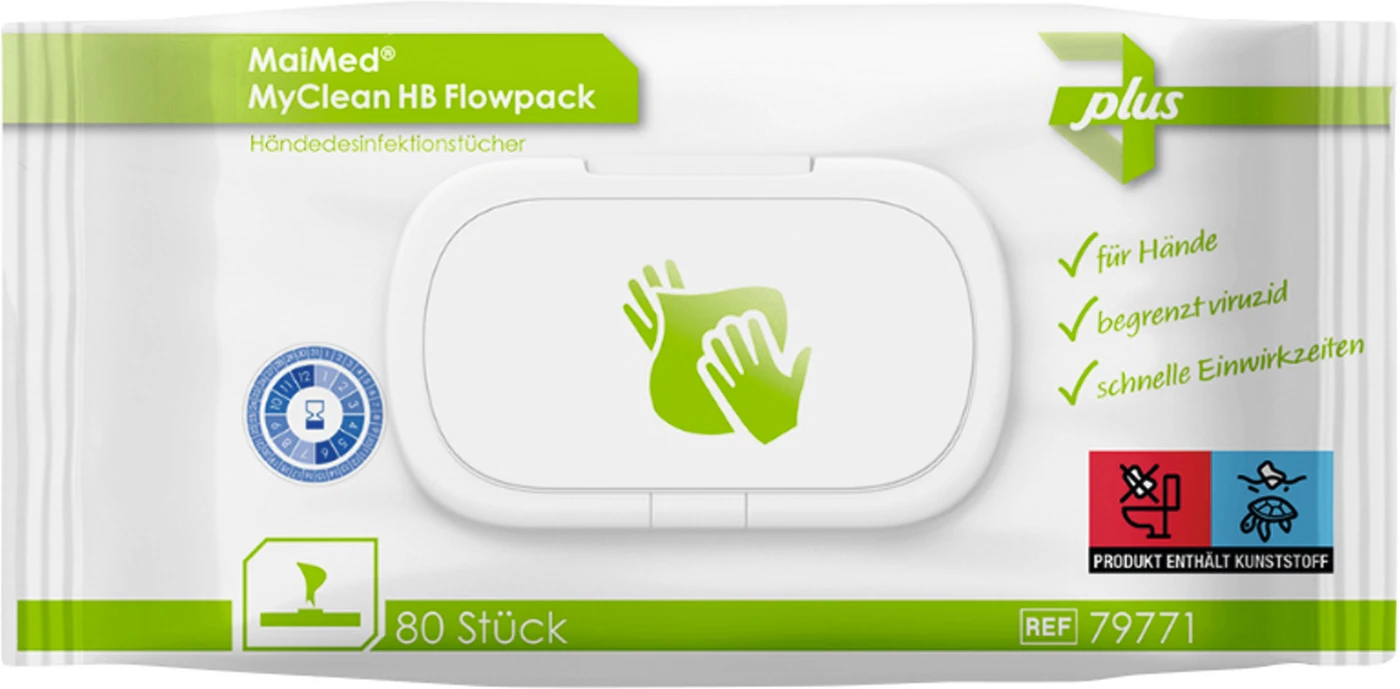 MaiMed® MyClean HB Flowpack Packung 12 x 80 Tücher 19 x 14 cm 