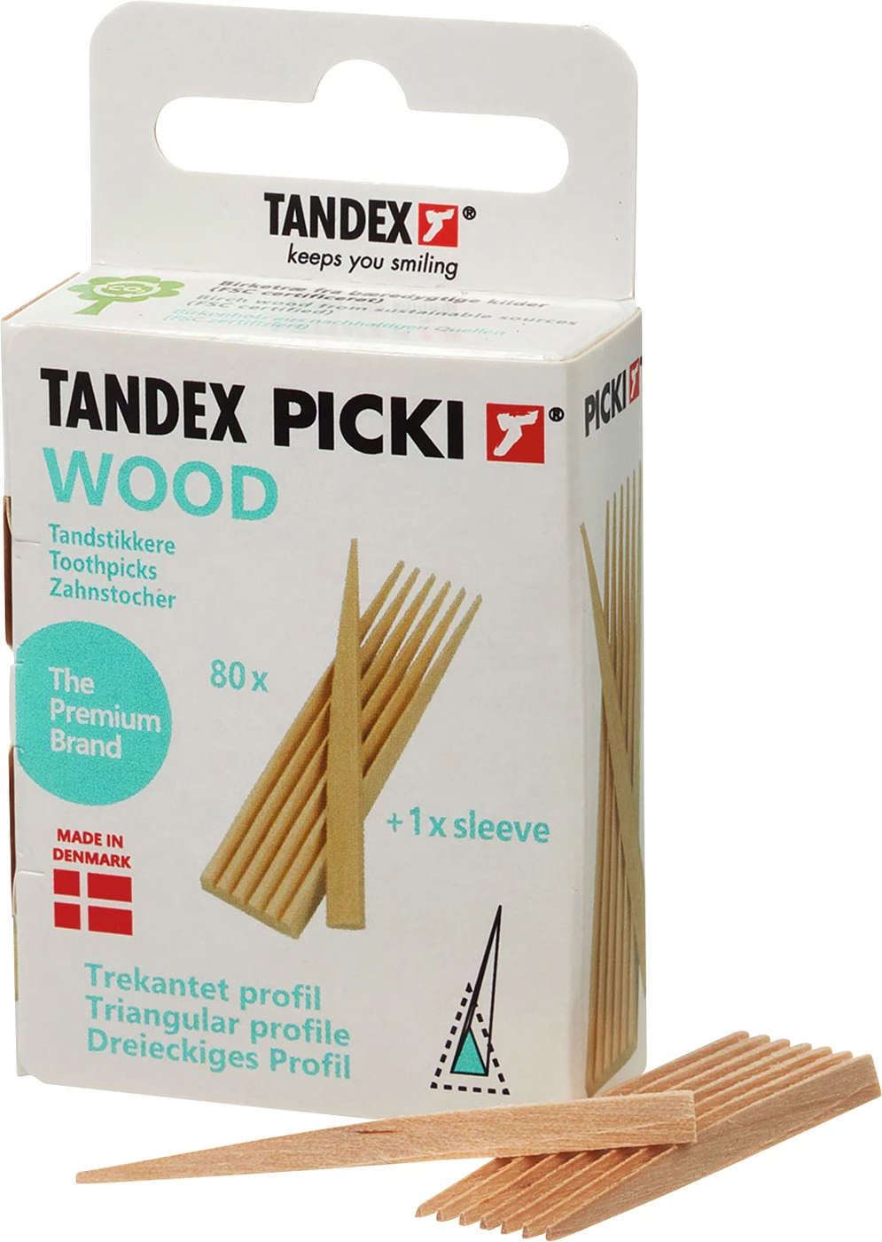 TANDEX Picki Holzzahnstocher Packung 80 Stück Holz