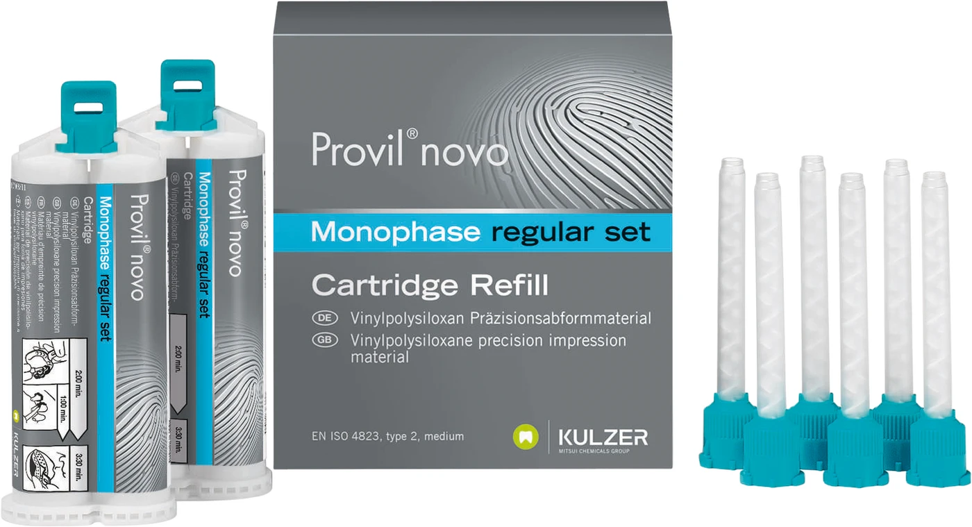 Provil® novo Monophase Packung 2 x 50 ml Doppelkartusche regular, 12 Mixing Tips