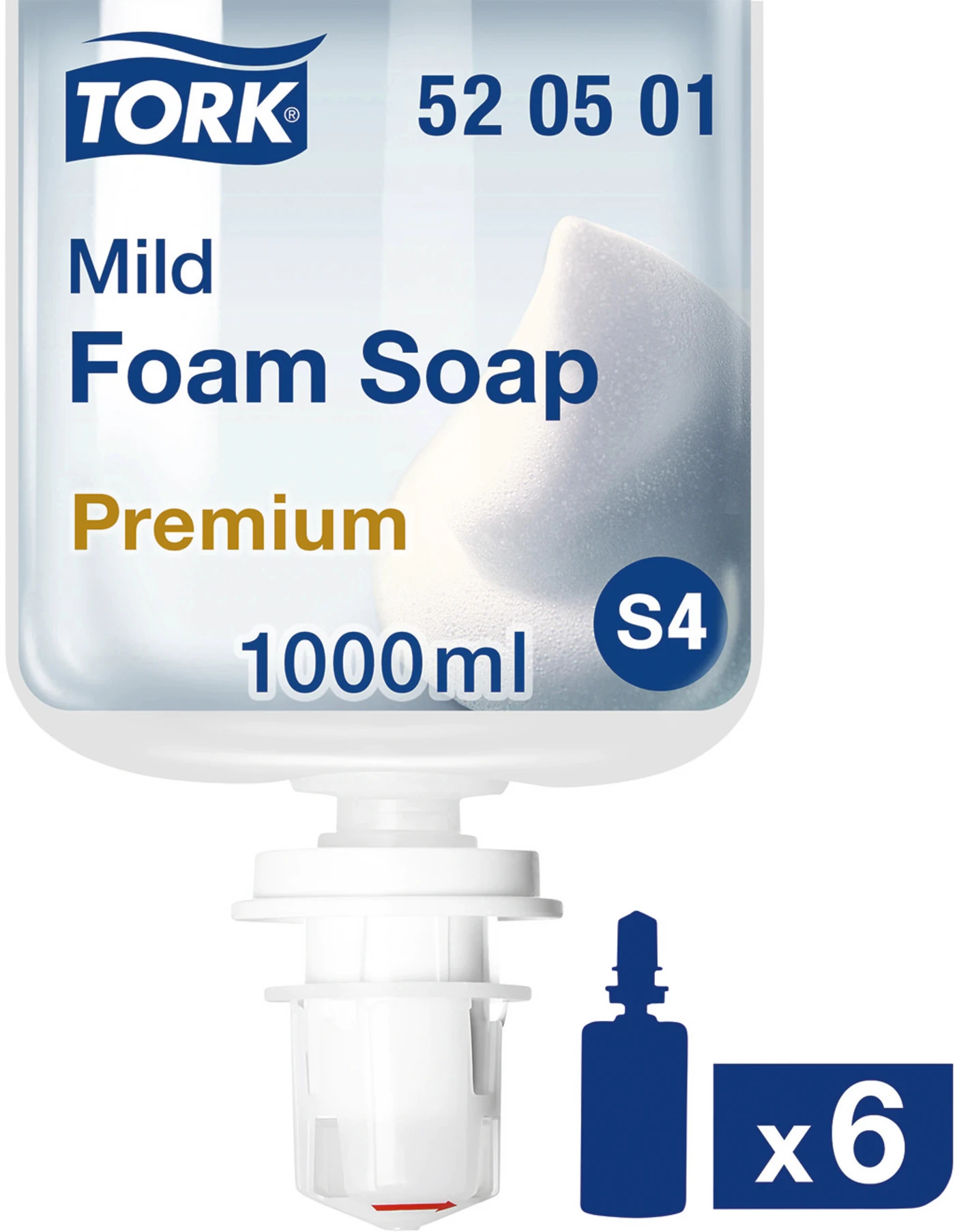 TORK® milde Schaumseife S4 Karton 6 x 1 Liter Kartusche, für S4 Schaumseifensystem