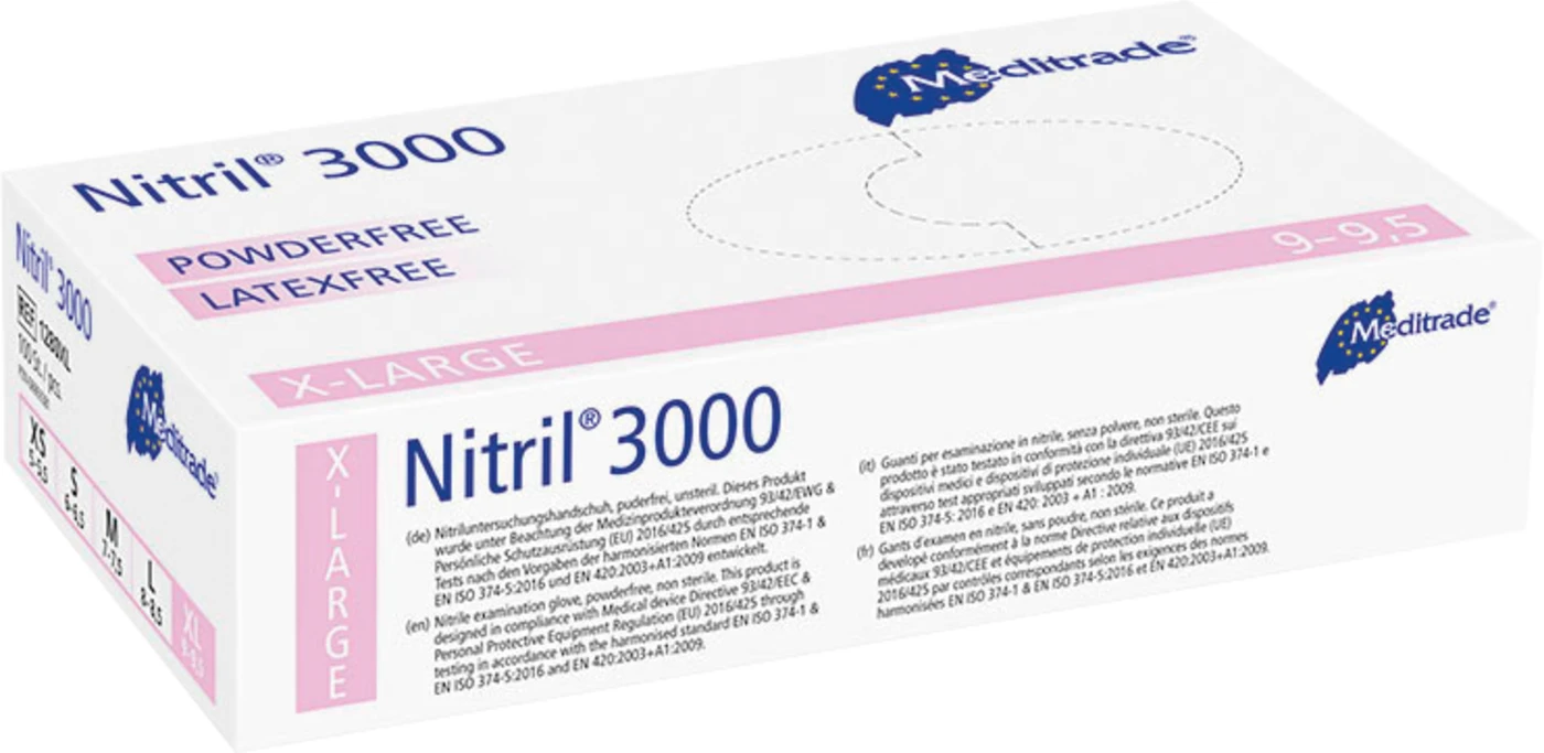 Nitril® 3000 Packung 100 Stück puderfrei, weiß, XL Nitril® 3000 Packung 100 Stück puderfrei, weiß, XL