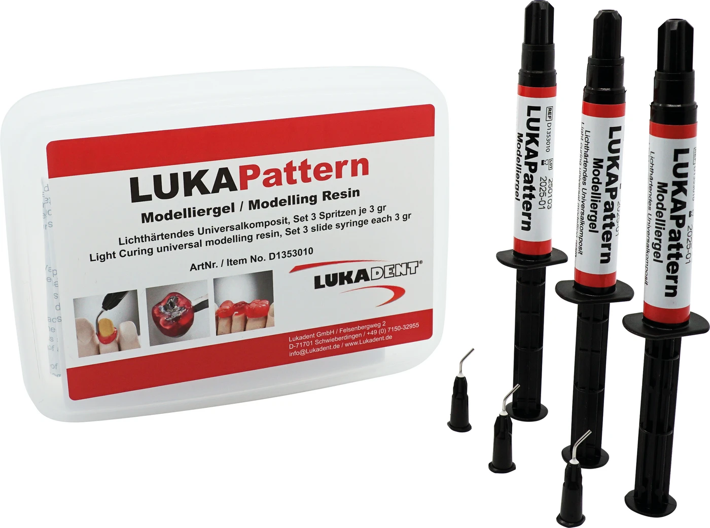 LUKAPattern Modelliergel Set 3 x 3 g Spritze inklusive Kanülen