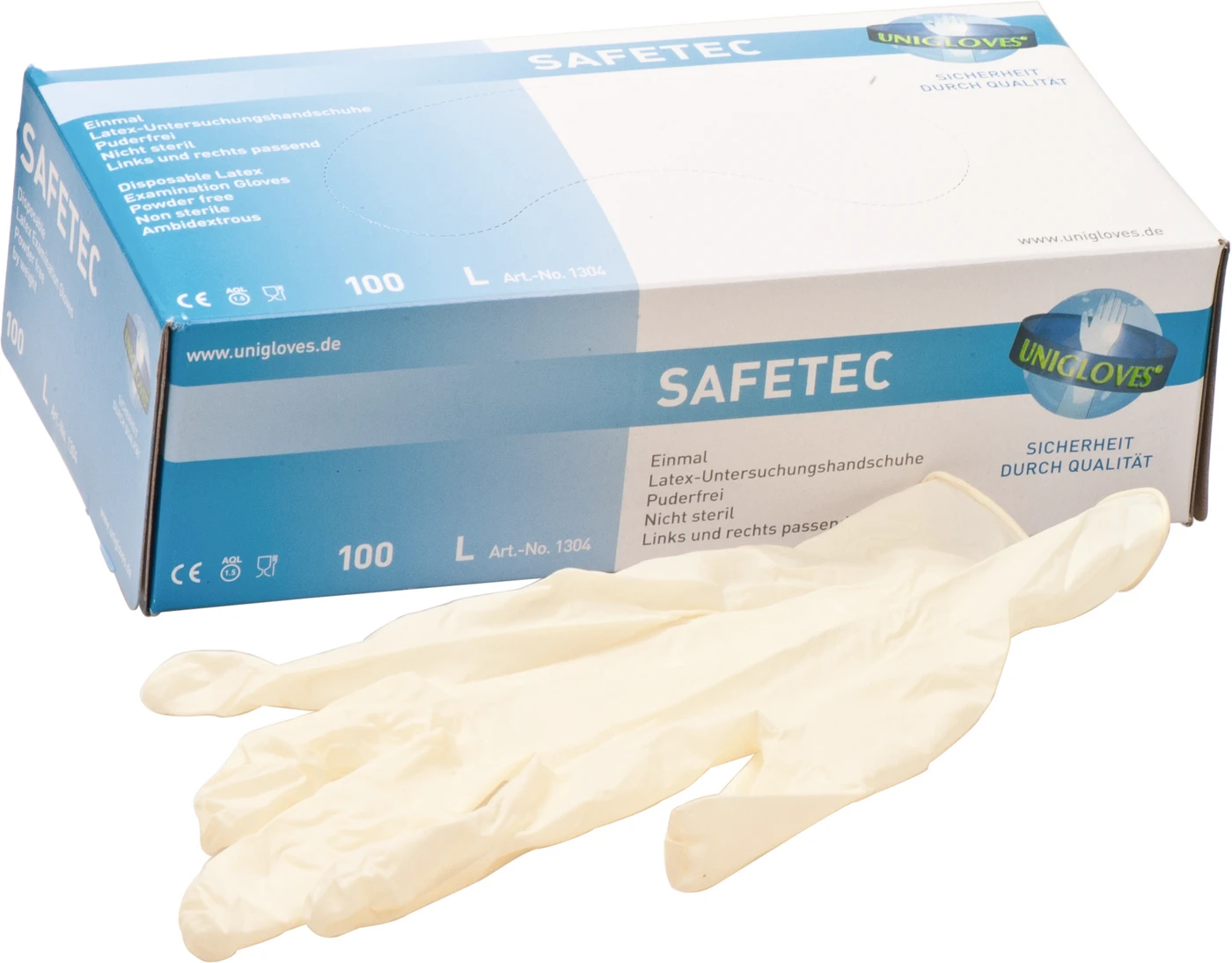 SAFETEC® Packung 100 Stück puderfrei, naturlatex, L