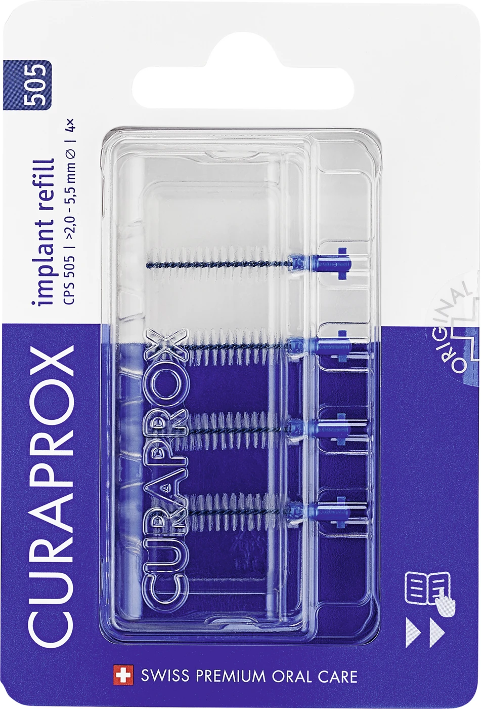 CURAPROX CPS soft implant Nachfüllpackung 4 Stück CPS 505, blau, Ø 2-5,5 mm