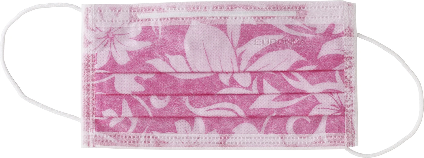 Monoart® Mundschutz Flower Spenderbox 50 Stück mit Gummizug, rosa