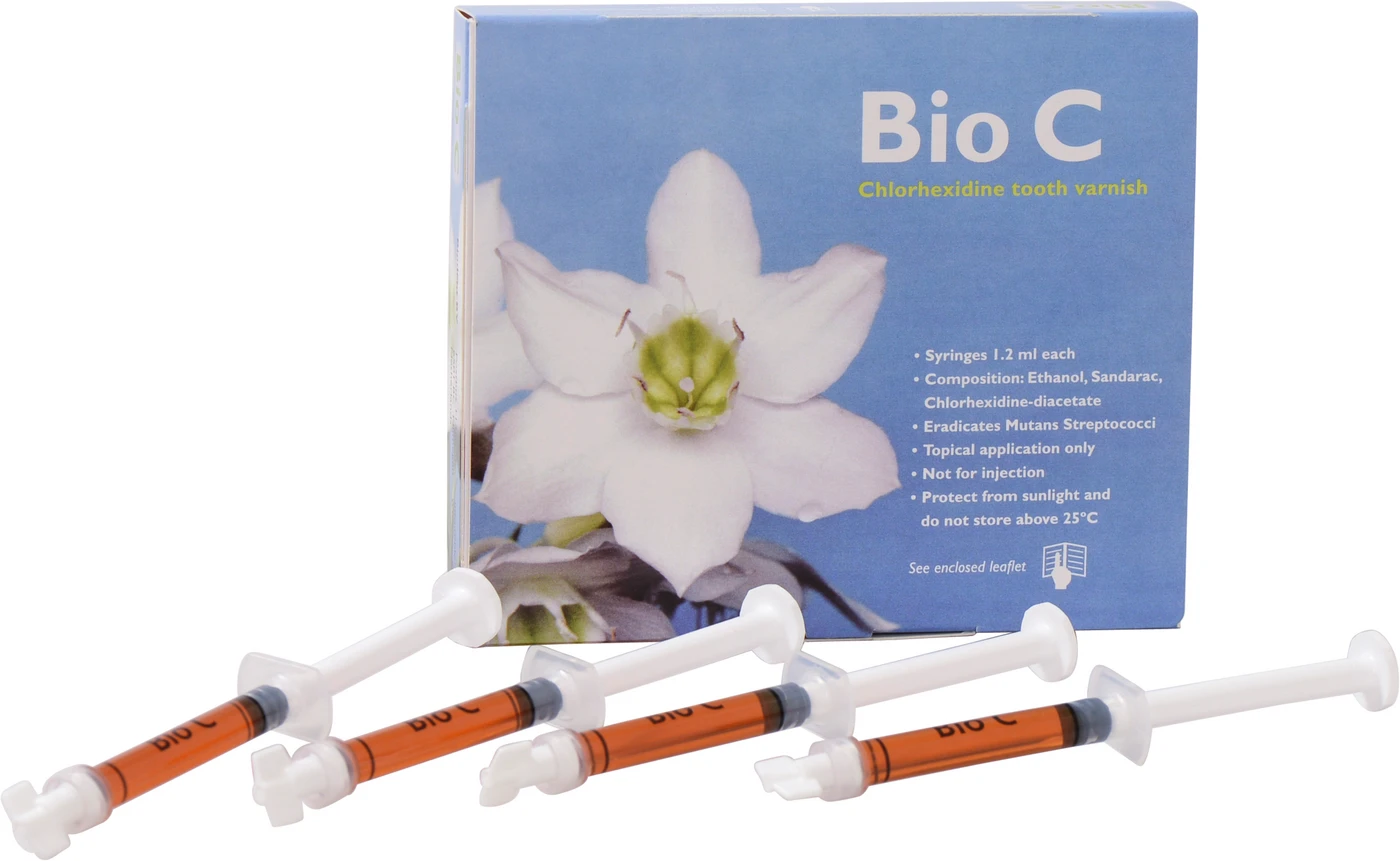 Bio C Zahnpflegelack Packung 4 x 1,2 ml Spritze