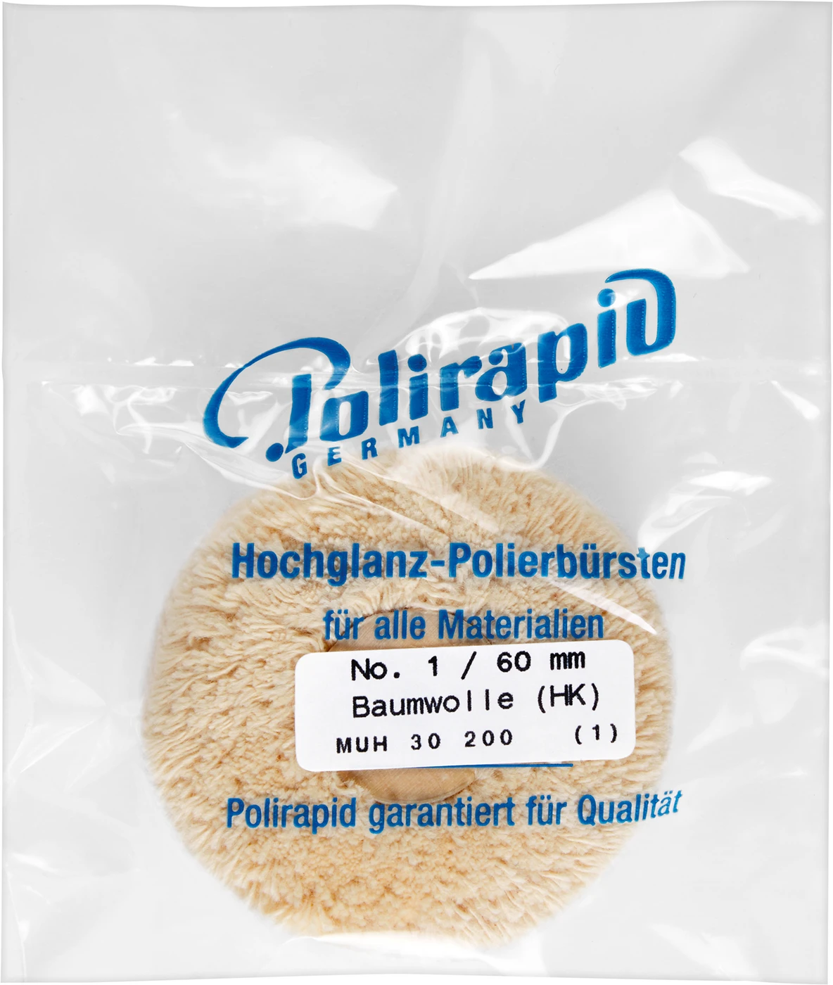 Plüschmullen Stück mit Holzkern, Baumwollplüsch, Ø 60 mm, S: 18 mm