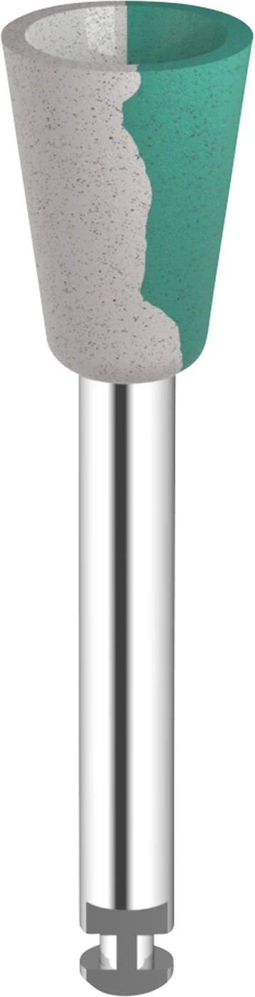 Omnipol für Zirkon gesintert Stück grün/weiß x-grob, Kelch, RA, Kopflänge: 8 mm, Ø 6 mm Omnipol für Zirkon gesintert Stück grün/weiß x-grob, Kelch, RA, Kopflänge: 8 mm, Ø 6 mm