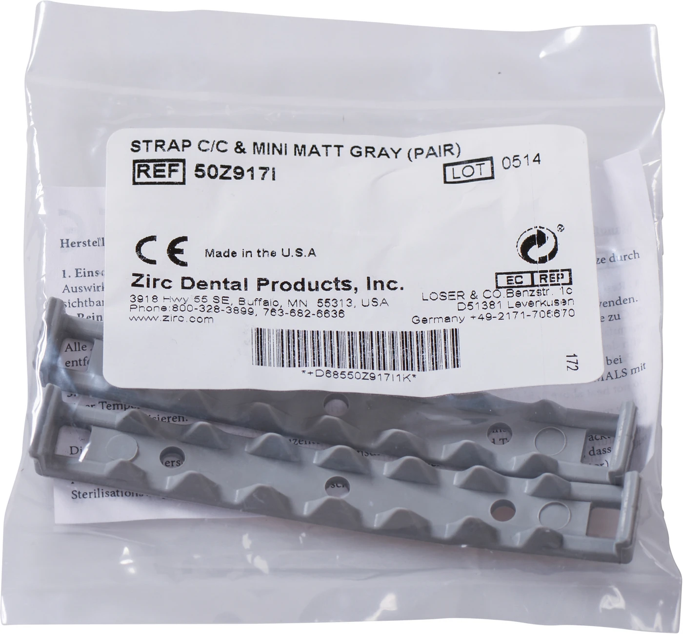 Locking Strap Fixiergurt Packung 2 Stück grau