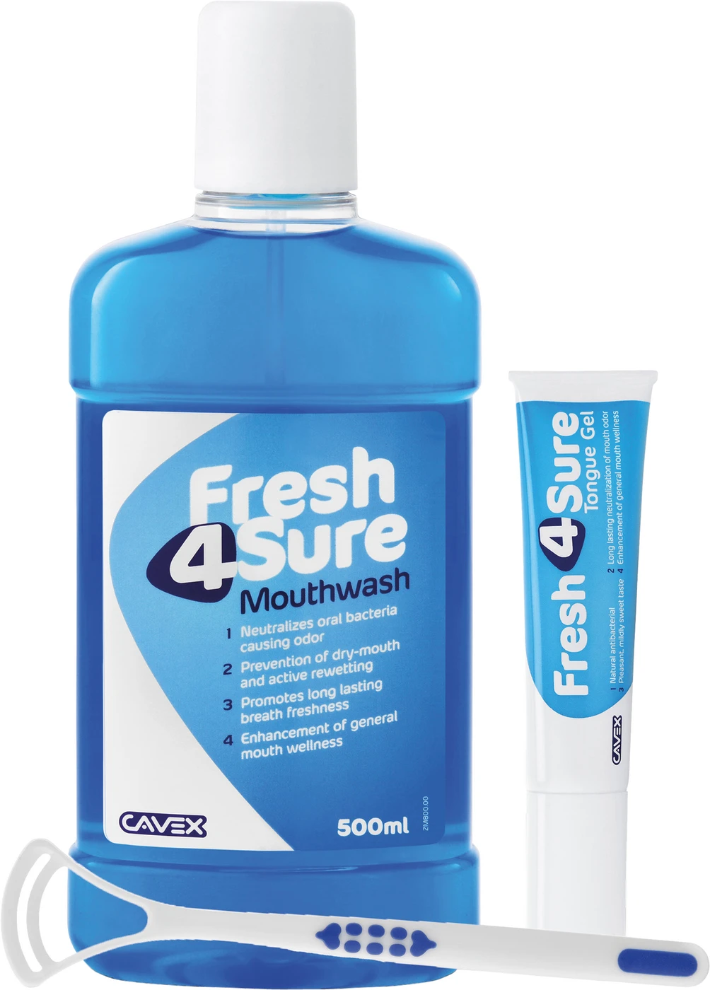 Fresh 4 Sure Set 1 Zungenreiniger, 1 Mundwasser, 1 Zungengel