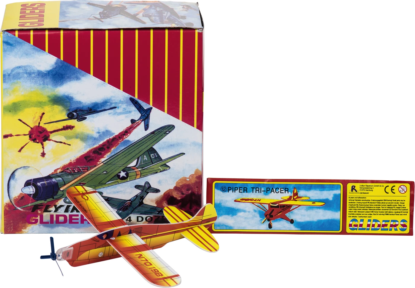 Styroporflieger mit Propeller Packung 48 Stück, verschiedene Farben und Motive