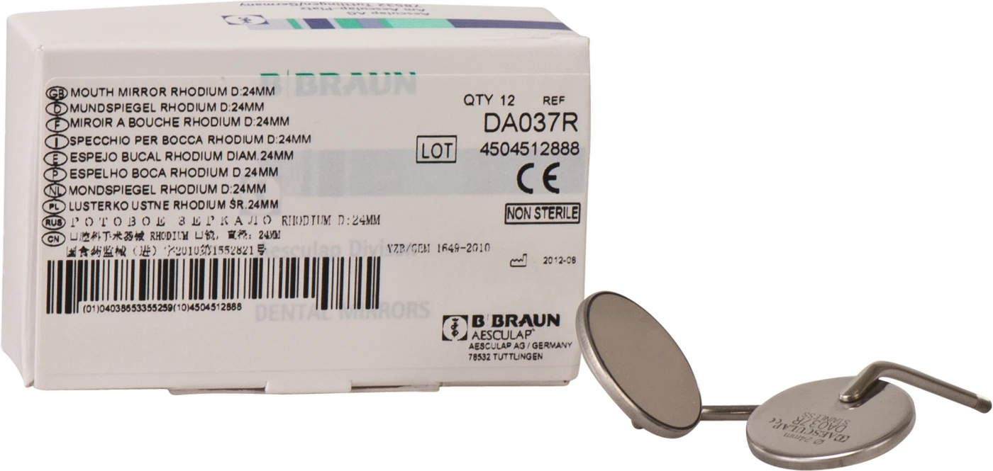 Mundspiegel Packung 12 Stück Rhodium, Ø 24 mm