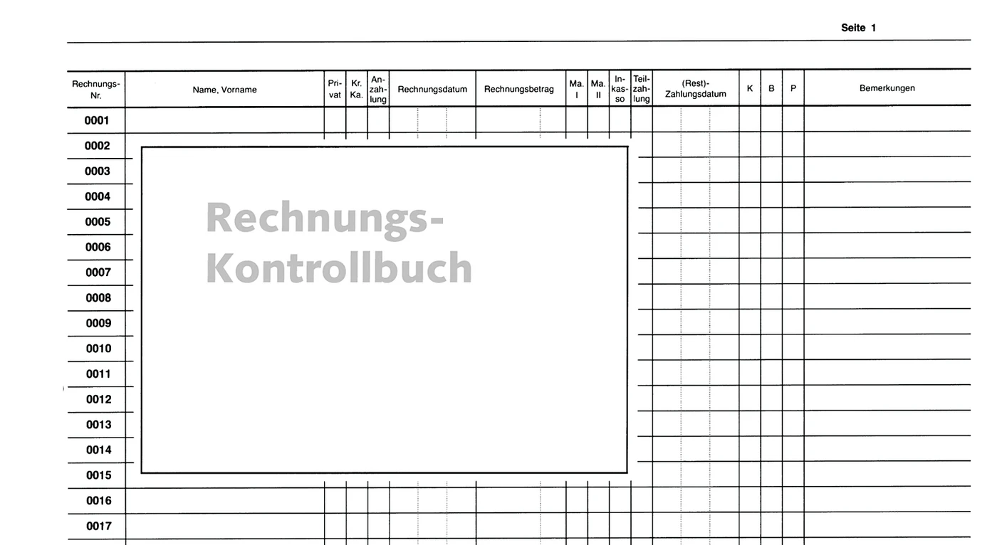 Einlageblatt Rechnungskontrollbuch Packung 140 Stück nummeriert (5001-10000)