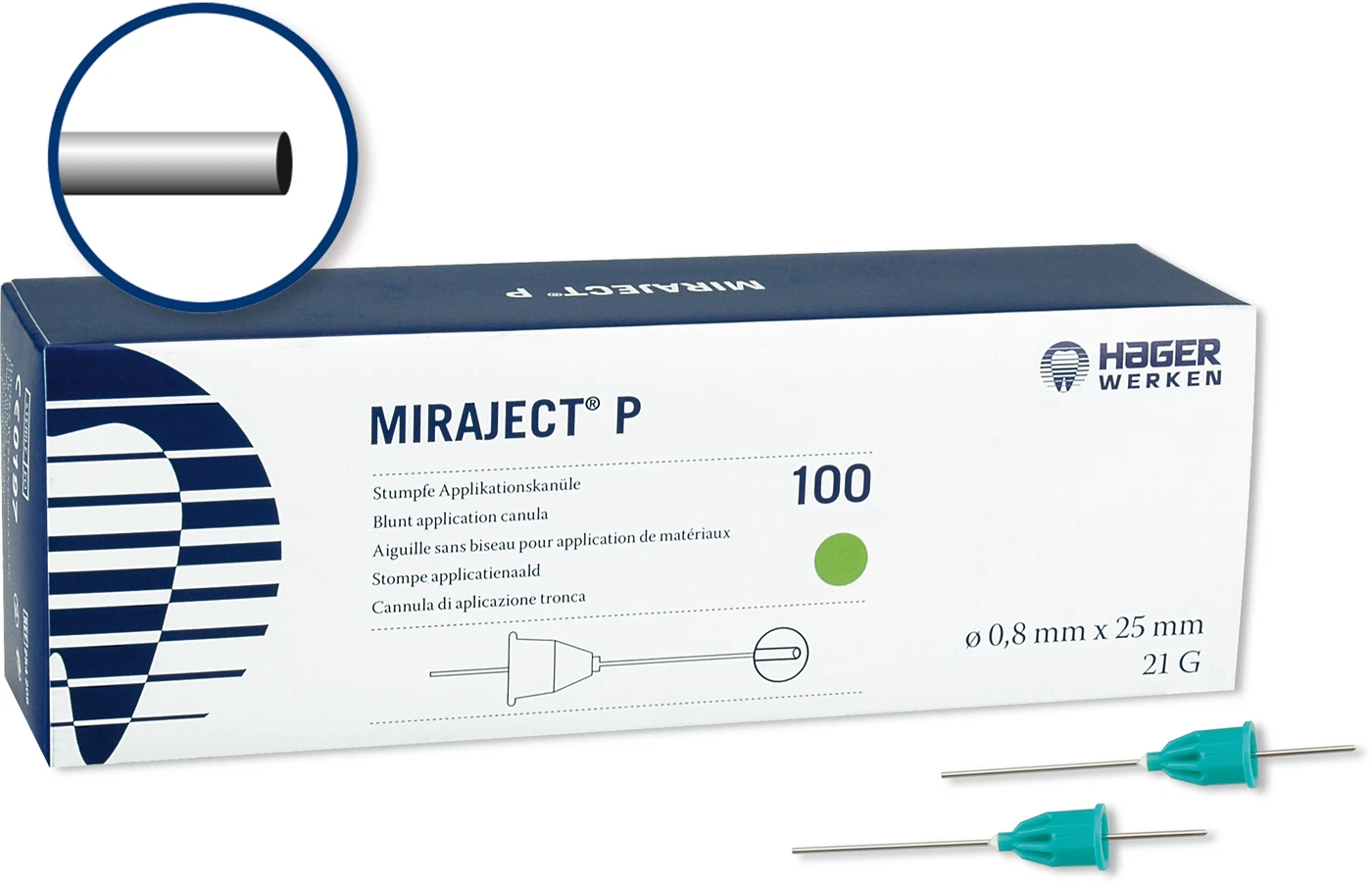 MIRAJECT® P Packung 100 Stück Ø 0,8 x 25 mm