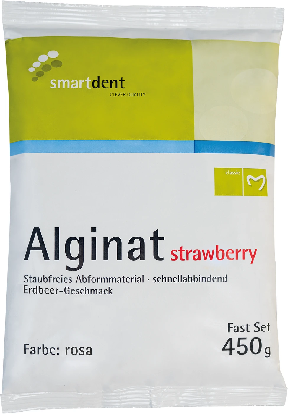 smart Alginat strawberry rosa Beutel 450 g schnellhärtend, mit Erdbeergeschmack, rosa