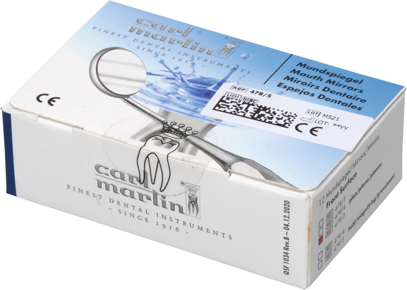 Mundspiegel Packung 12 Stück Ø 24 mm, plan, Rhodium-Effekt Mundspiegel Packung 12 Stück Ø 24 mm, plan, Rhodium-Effekt