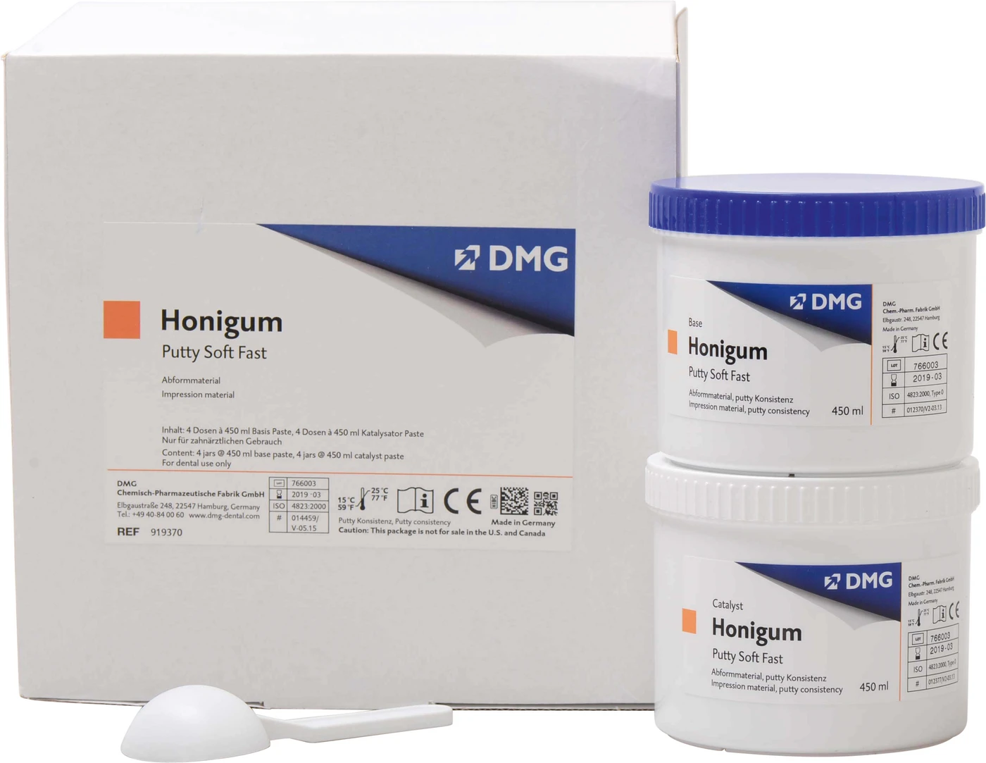 Honigum Putty Packung 4 x 450 ml Dose Base, 4 x 450 ml Katalysator, Soft Fast