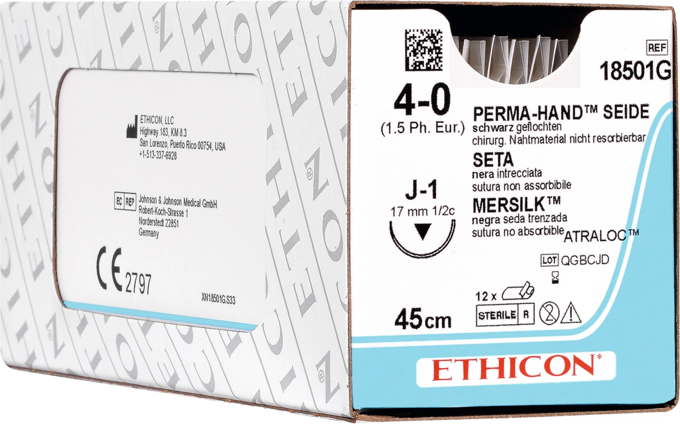PERMA-HAND SEIDE Packung 12 Stück schwarz, 45 cm, J1, USP 4-0, Stärke 1,5 PERMA-HAND SEIDE Packung 12 Stück schwarz, 45 cm, J1, USP 4-0, Stärke 1,5